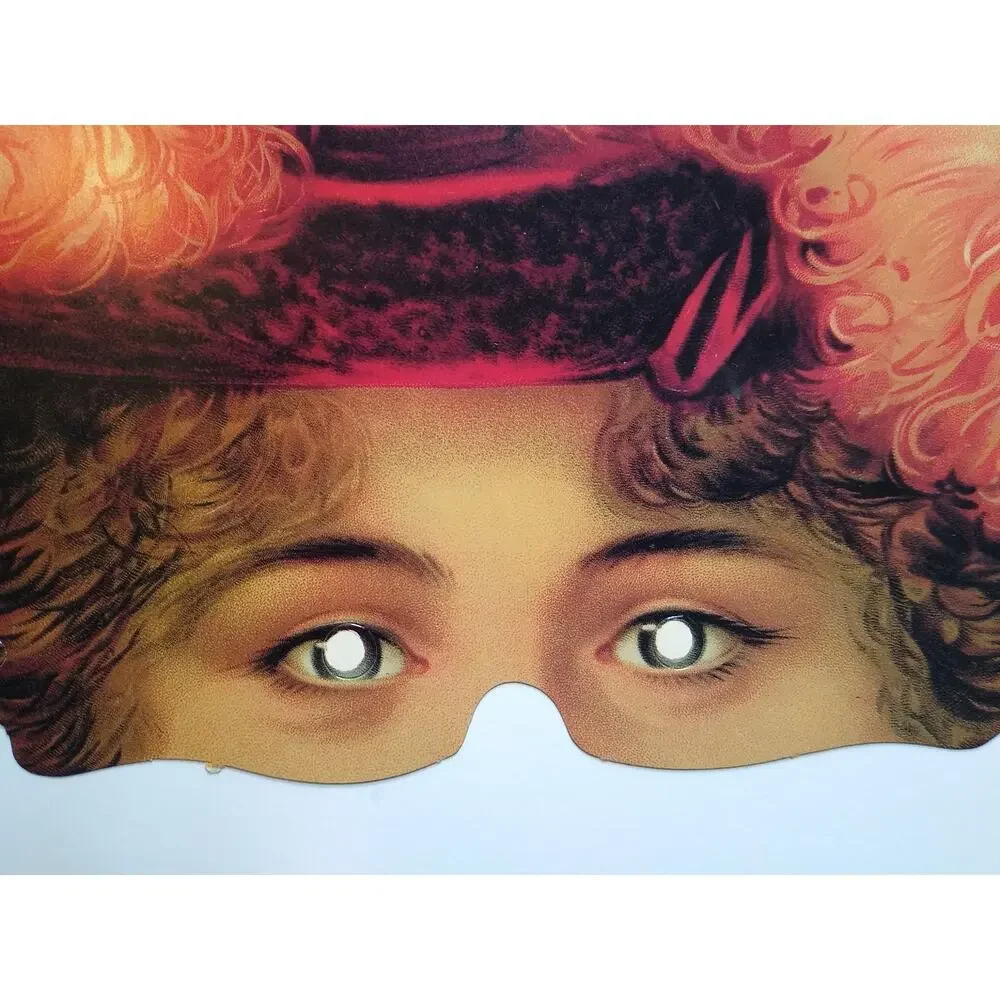 Vintage Victorian Edwardian Woman Feather Hat Eye Mask Costume Theater